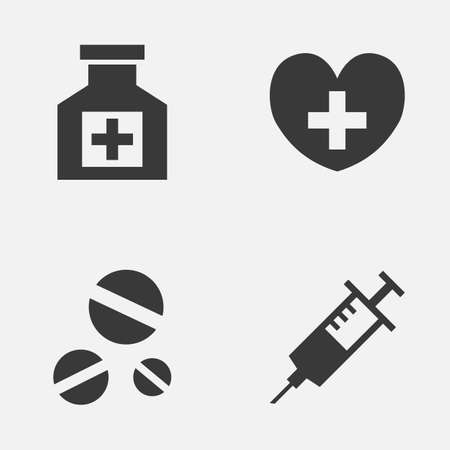 Antibiotic Icons Set. Collection Of Heal, Injection, Painkiller And Other Elements. Also Includes Symbols Such As Heart, Reliever, Heal.のイラスト素材