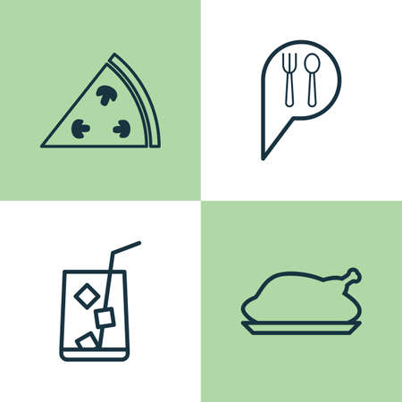Restaurant Icons Set. Collection Of Pepperoni, Check In, Lemon Juice And Other Elements. Also Includes Symbols Such As Juice, Booking, Roast.の写真素材