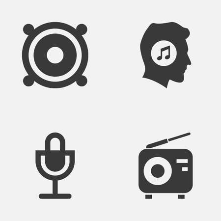Music Icons Set. Collection Of Mike, Meloman, Megaphone And Other Elements.のイラスト素材