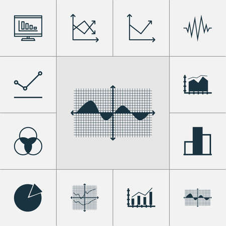 Set Of Graphs, Diagrams And Statistics Icons. Premium Quality Symbol Collection. Icons Can Be Used For Web, App And UI Design.のイラスト素材