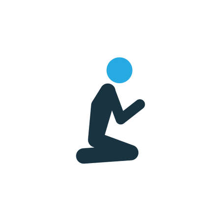 Premium Quality Isolated Man Element In Trendy Style.  Prayer Colorful Icon Symbol.のイラスト素材