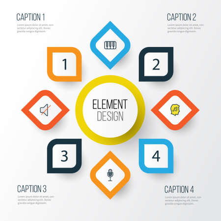 A multimedia colorful outline icons set on white background.のイラスト素材