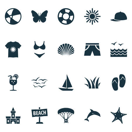 Sun Icons Set With Mammal, Skydiving, Sea Star And Other Sedge
 Elements. Isolated Vector Illustration Sun Icons.のイラスト素材