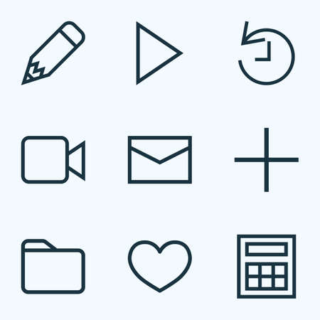 User icons line style set with dossier, calculate, pencil and other heat
 elements. Isolated  illustration user icons.の写真素材