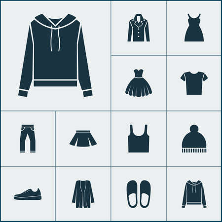 Clothes icons set with gumshoes, clothes, skirt and other jeans
 elements. Isolated  illustration clothes icons.の写真素材