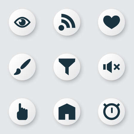 Interface icons set with show, filter, feed and other home
 elements. Isolated  illustration interface icons.の写真素材