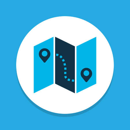 Map with route icon colored symbol. Premium quality isolated guide element in trendy style.