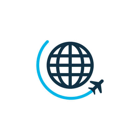 Flight icon colored symbol. Premium quality isolated international aviation element in trendy style.のイラスト素材