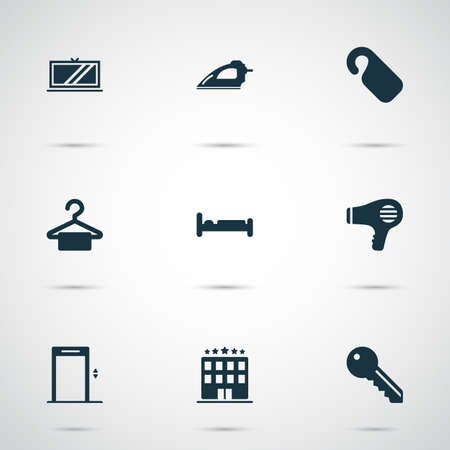 Travel icons set with do not disturb, bed, hanger and other lock
 elements. Isolated  illustration travel icons.の写真素材