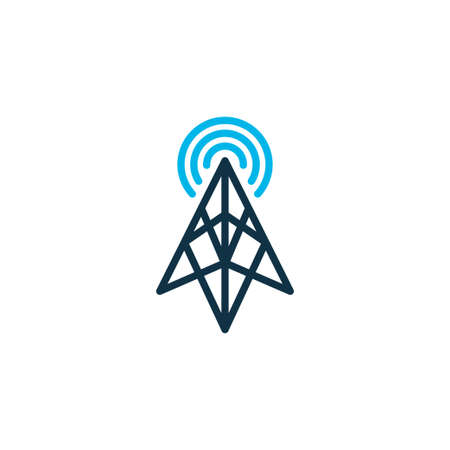 Router icon colored symbol. Premium quality isolated communication tower element in trendy style.の写真素材