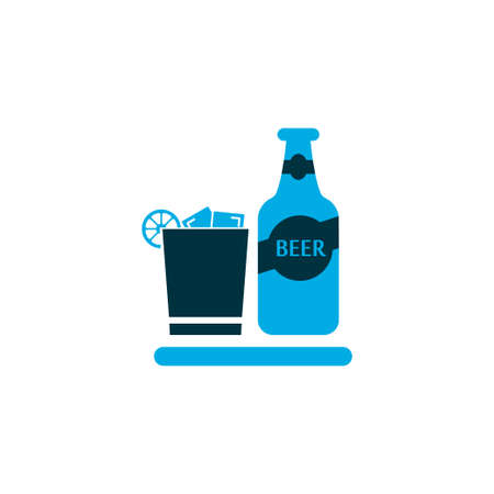 Beverage icon colored symbol. Premium quality isolated beer with ice element in trendy style.