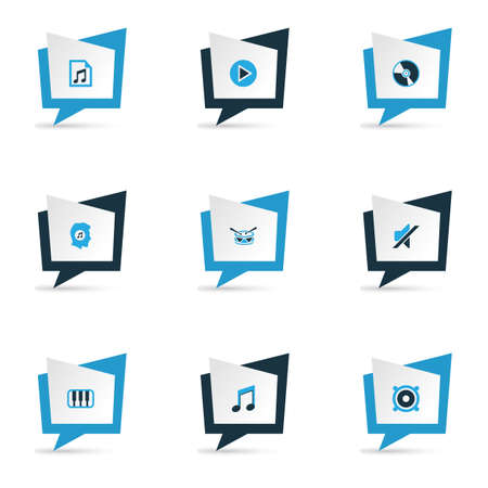Music icons colored set with barrel, octave, file and other piano
 elements. Isolated vector illustration music icons.のイラスト素材