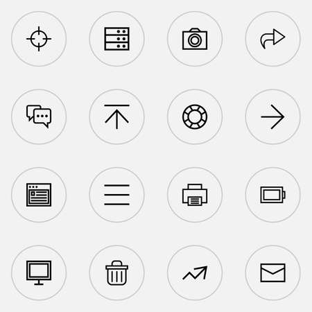 Interface icons line style set with datacenter, photo, printer and other browser
 elements. Isolated vector illustration interface icons.のイラスト素材