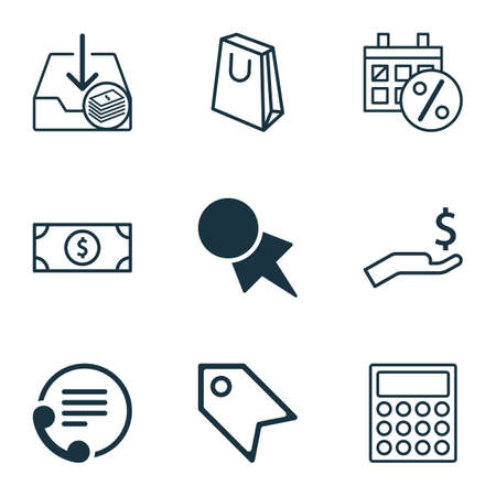 E-commerce icons set with paper bag, contact info, wealth and other rich
 elements. Isolated vector illustration e-commerce icons.のイラスト素材