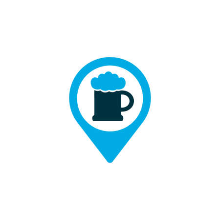 Geolocation of beer icon colored symbol. Premium quality isolated pub place element in trendy style.のイラスト素材