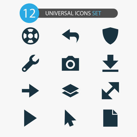 User icons set with protect, play, camera and other return
 elements. Isolated vector illustration user icons.のイラスト素材