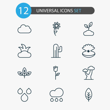 Harmony icons set with foliage, raindrop, shrub and other sunflower
 elements. Isolated vector illustration harmony icons.のイラスト素材