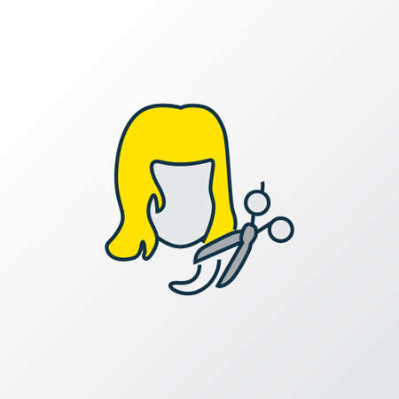 Haircut icon colored line symbol. Premium quality isolated hairdresser element in trendy style.のイラスト素材