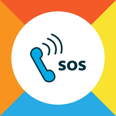 Emergency contact icon colored line symbol. Premium quality isolated sos element in trendy style.のイラスト素材
