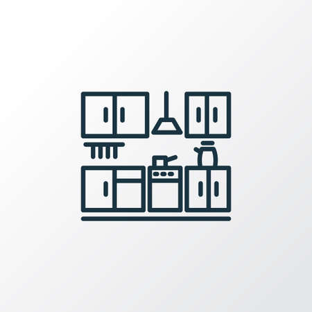 Kitchen set icon line symbol. Premium quality isolated furniture element in trendy style.のイラスト素材