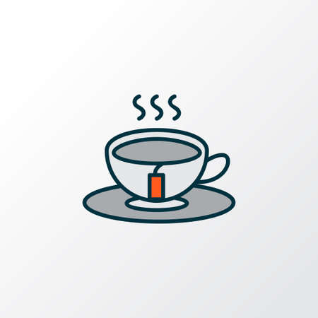 Tea icon colored line symbol. Premium quality isolated porcelain element in trendy style.の写真素材