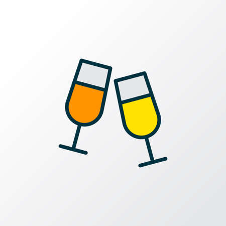 Clink glasses icon colored line symbol. Premium quality isolated stemware element in trendy style.の写真素材