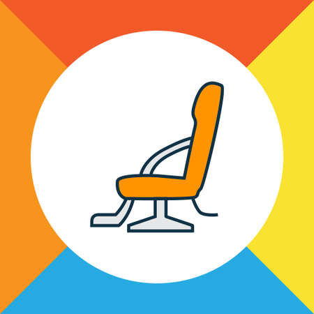 Barber chair icon colored line symbol. Premium quality isolated barbershop furniture element in trendy style.のイラスト素材
