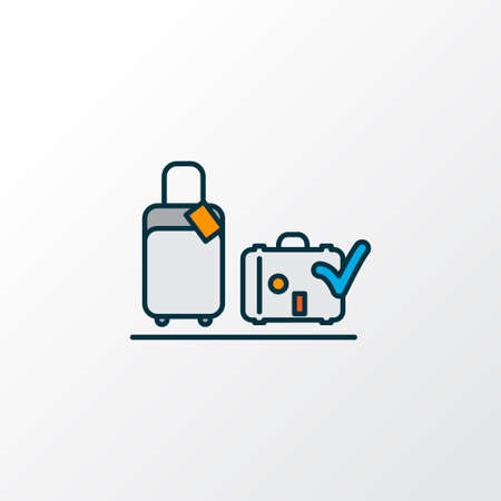 Luggage check icon colored line symbol. Premium quality isolated valise element in trendy style.の写真素材