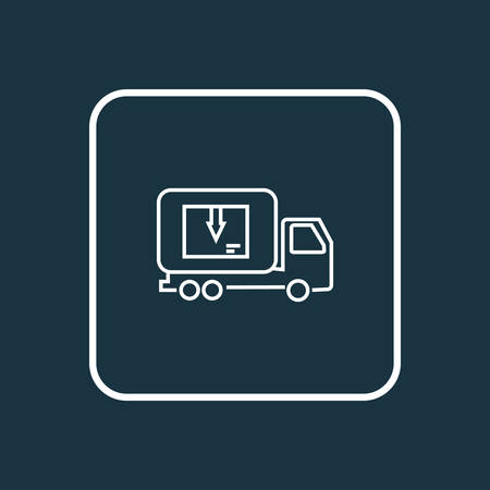 Delivery truck icon line symbol. Premium quality isolated lorry element in trendy style.のイラスト素材