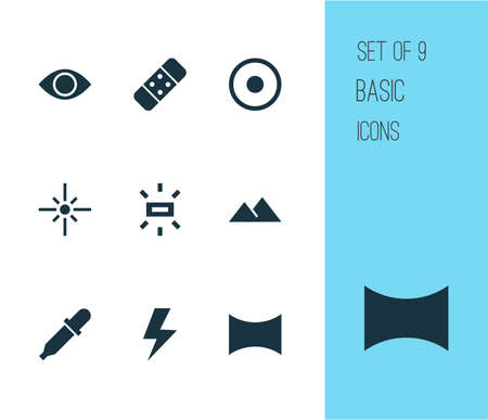Image icons set with remove red eye, lightning, filter and other plaster
 elements. Isolated  illustration image icons.の写真素材