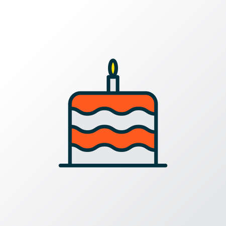 Cake icon colored line symbol. Premium quality isolated birthday dessert element in trendy style.のイラスト素材