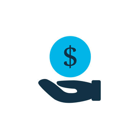 Hand money icon colored symbol. Premium quality isolated save coin element in trendy style.のイラスト素材