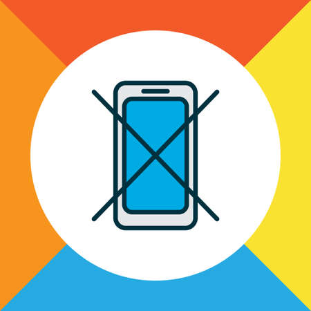 No mobile phone icon colored line symbol. Premium quality isolated stop smartphone element in trendy style.のイラスト素材