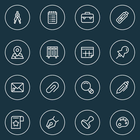 Tool icons line style set with pencil, pin, case and other cutter
 elements. Isolated vector illustration tool icons.の写真素材