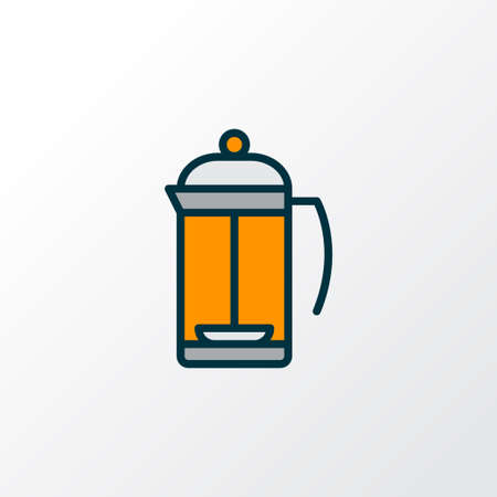 French press icon colored line symbol. Premium quality isolated teatime element in trendy style.のイラスト素材