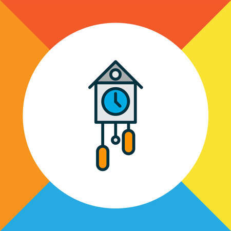 Cuckoo clock icon colored line symbol. Premium quality isolated wall watch element in trendy style.のイラスト素材