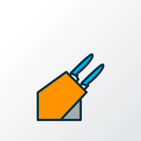 Knife holder icon colored line symbol. Premium quality isolated knives set element in trendy style.のイラスト素材