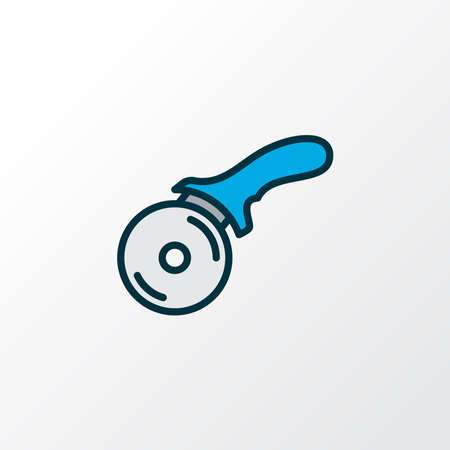 Pizza knife icon colored line symbol. Premium quality isolated wheel cutter element in trendy style.のイラスト素材