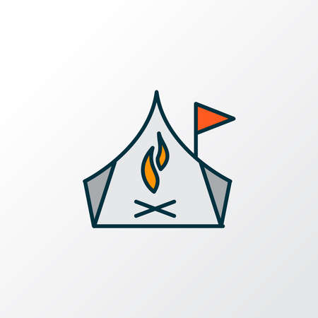 Camping zone icon colored line symbol. Premium quality isolated tourism element in trendy style.の写真素材
