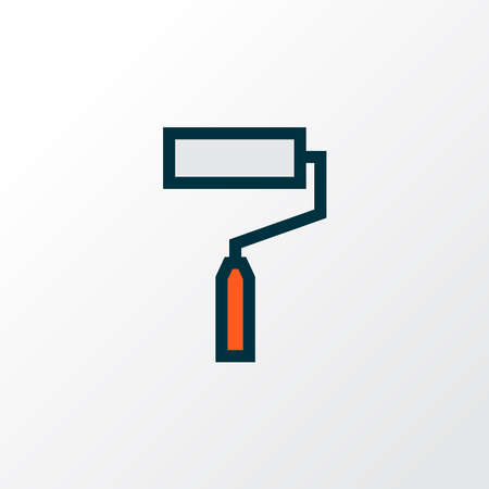 Roller brush icon colored line symbol. Premium quality isolated wall painting element in trendy style.のイラスト素材