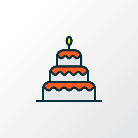 Birthday cake dessert icon colored line symbol. Premium quality isolated cake element in trendy...