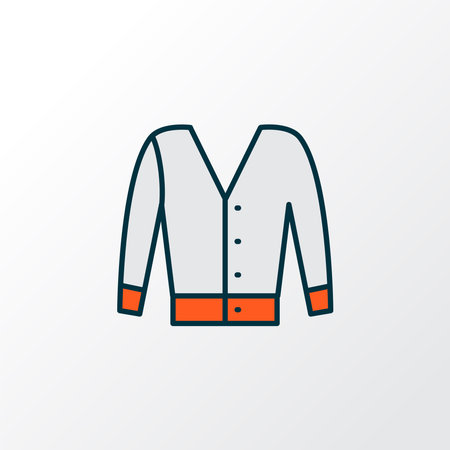 Short cardigan icon colored line symbol. Premium quality isolated jacket element in trendy style.のイラスト素材