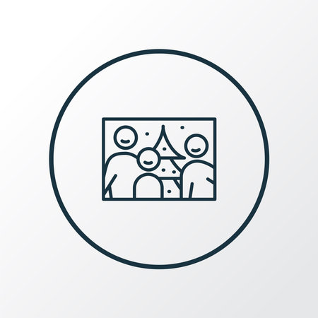 Family photo icon line symbol. Premium quality isolated picture element in trendy style.のイラスト素材