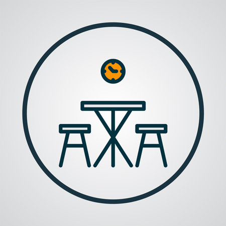 Kitchen table icon colored line symbol. Premium quality isolated dining room element in trendy style.の写真素材