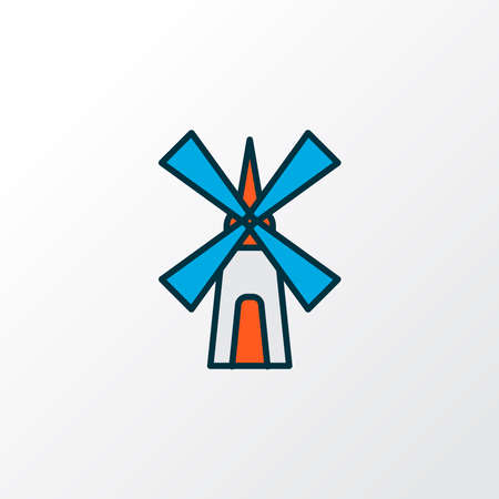 Mill icon colored line symbol. Premium quality isolated windmill element in trendy style.の写真素材
