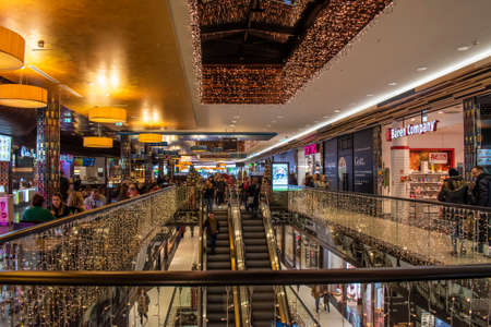 Berlin, Germany - December 11, 2018: Mall of Berlin illuminated and decorated for holidays.のeditorial素材