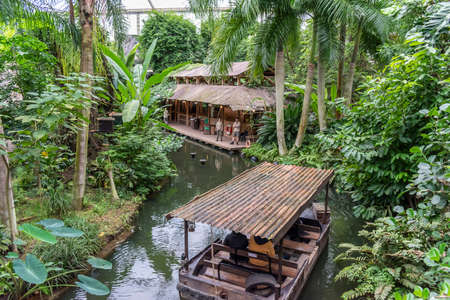 Leipzig, Germany - December 2018: Leipzig Zoo Tropical Rainforest inside Gondwanaland greenhouse.