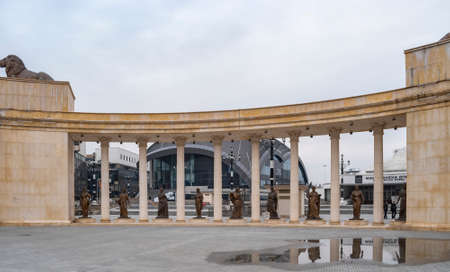 Skopje, North Macedonia - December 2018: View of Independent Macedonia Colonnade.のeditorial素材
