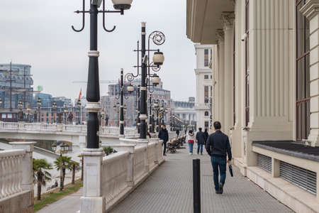 Skopje, North Macedonia - December 2018: View of Dimitar Valhov Walk.のeditorial素材