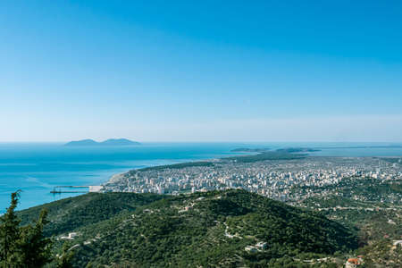 Aerial view of Vlore city, Albaniaの写真素材